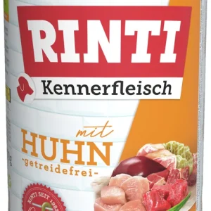 Sparpaket 24 x 400 g Rinti Kennerfleisch mit Huhn Hunde Nassfutter Echt